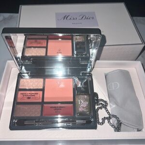 Miss Dior Makeup Palette Blush Lip Eyeshadow Silver Metal Clutch